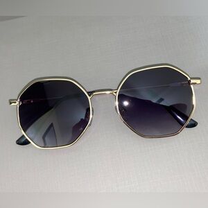 Gold Frame Sunglasses with Black Lenses